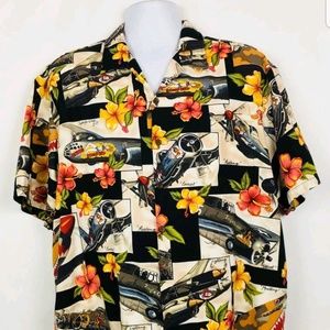 MEN'S HAWAIIAN SHIRT MILITARY AIRCRAFT SIZE XL
